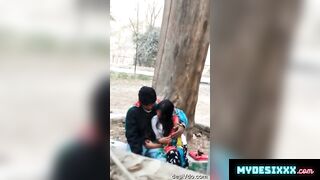 Cute young girl sucking boyfriend dick outdoor secretly recorded