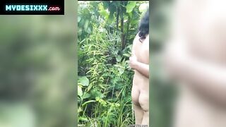 Beautiful girl fucking in jungle and her friend recording