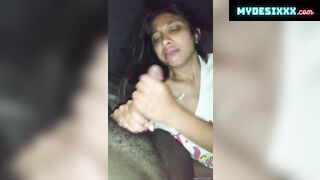 Horny sexy desi wife sucking cock like pornstar with great handjob