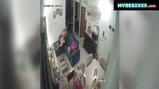 Couple having on couch caught in cctv