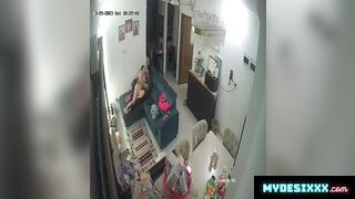 Couple having on couch caught in cctv