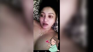 Beautiful cute horny busty cheating wife full nude fingering on vc