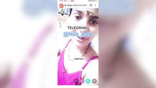 Desi girl bathing on tango live with face