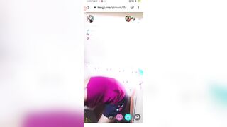 Desi girl bathing on tango live with face