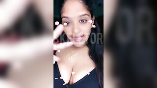 Horny telugu dancer removing bra & licking boobs to tease on tango live