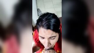 Horny bhabhi giving quick blowjob to devar