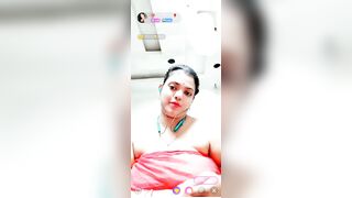 Chubby bhabhi showing and sucking own big boobs