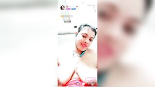 Chubby bhabhi showing and sucking own big boobs