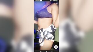 Slim girl doing belly dance on live show