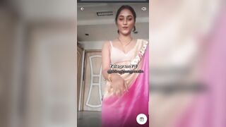 Slim sexy girl remove her saree in live show