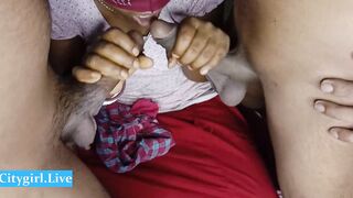 Sexy randi bhabhi giving double blowjob