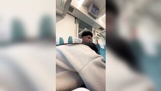 Horny nerd girl sucking black guy in the train on their first date