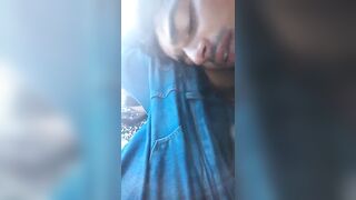 Naught boy licked her young gf pussy inside car