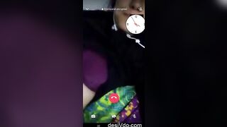 Horny girl showing big boobs to her lover on videocall