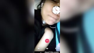 Horny girl showing big boobs to her lover on videocall