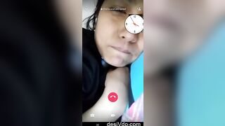 Horny girl showing big boobs to her lover on videocall