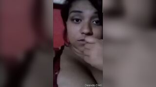 Big boobs girl doing nude videocall with her bf