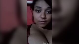 Big boobs girl doing nude videocall with her bf