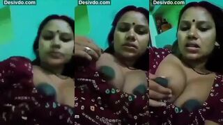 Desi horny bhabhi showing her dark nipple boobs and black pussy