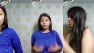 Beautiful horny desi girl showing and sucking her boobs