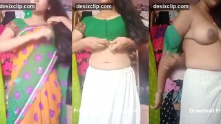 Beautiful aunty strip saare and showing big boobs