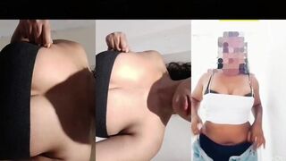 Desi babe making her sexy boobs selfie video