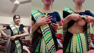 Saree girl perfect boobs showing