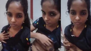 Tamil girl showing her small boobs