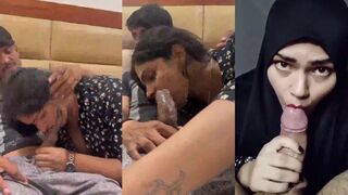 Hijabi muslim girl sucking big dick